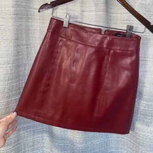 Leather burgundy skirt